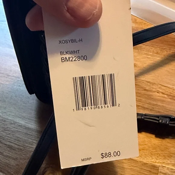 Betsey Johnson Black Crossbody Bag with White Hearts - Picture 5 of 10